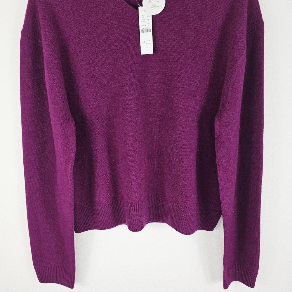 New! J. Crew Cashmere High V-neck Classic Fit Sweater in Iris - Picture 7 of 13